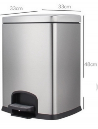 AM-53:ถังขยะสแตนเลสมีเท้าเหยียบ 20 ลิตร 
Stainless Bins with foot operated. 
size 33x33x48cm